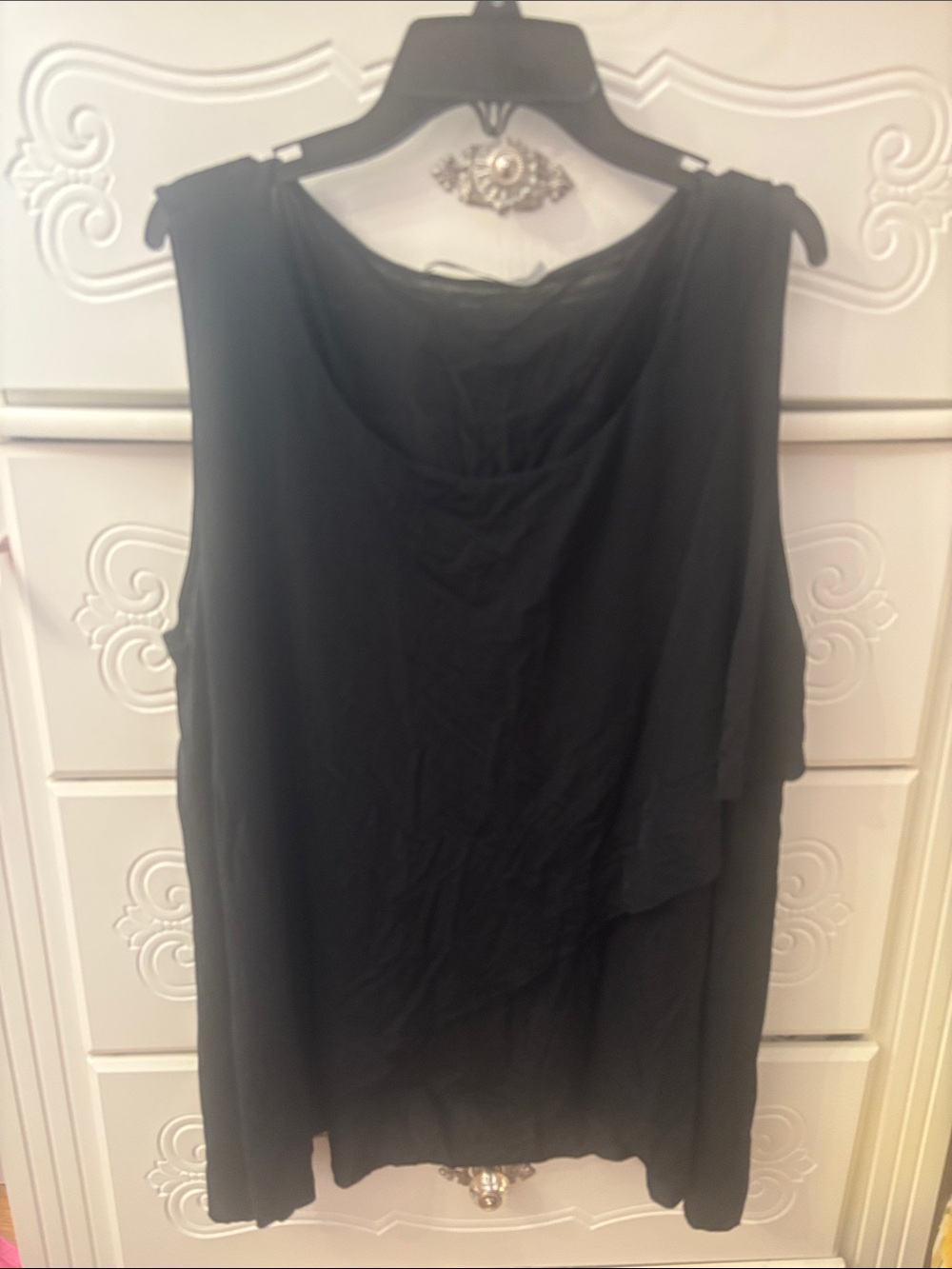 Beau Jours Black Sleeveless Draped Women’s Top